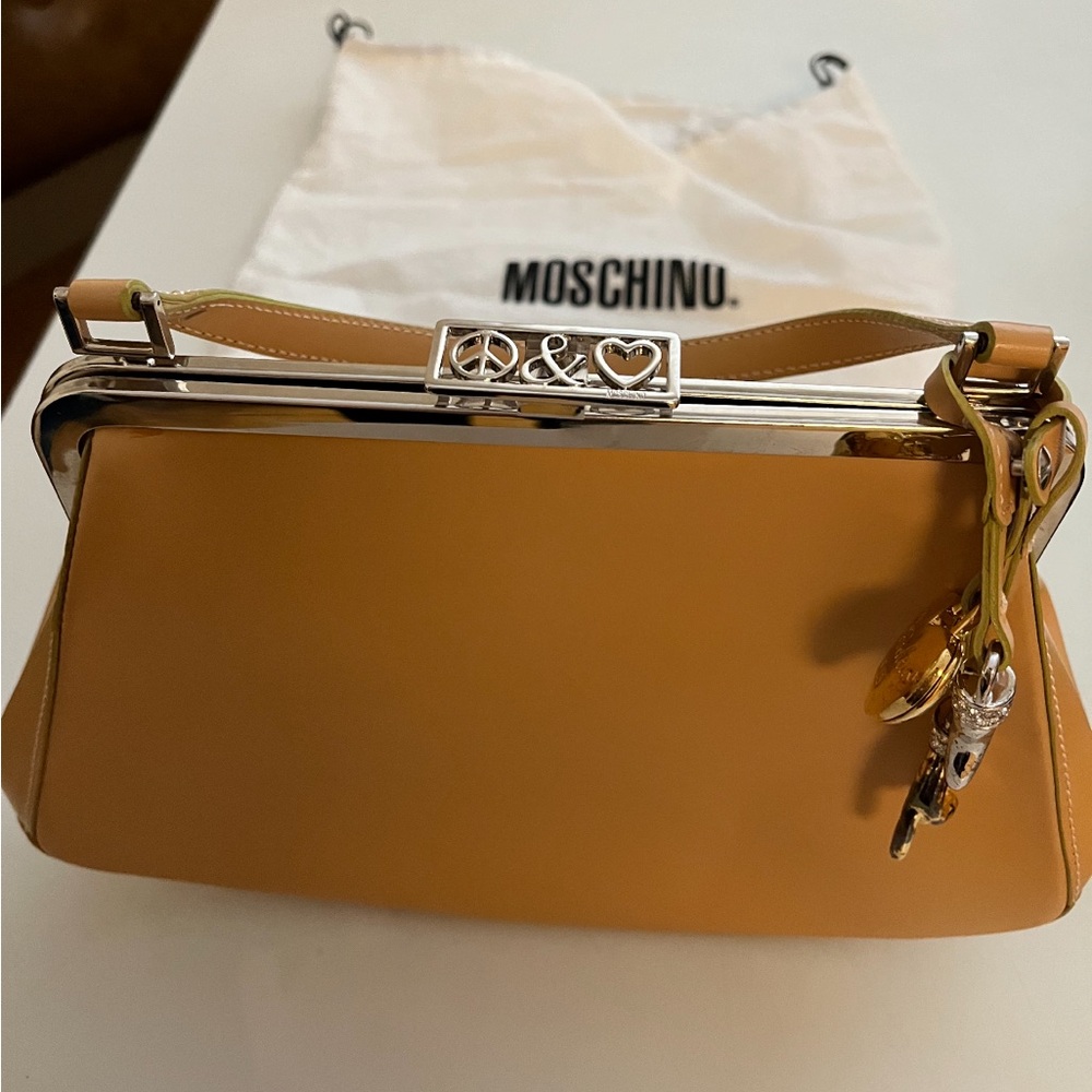 Mosquino beige handbag authentic real leather with charms